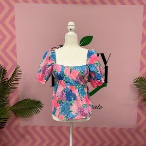 Lilly Pulitzer Pink and Blue Floral Blouse